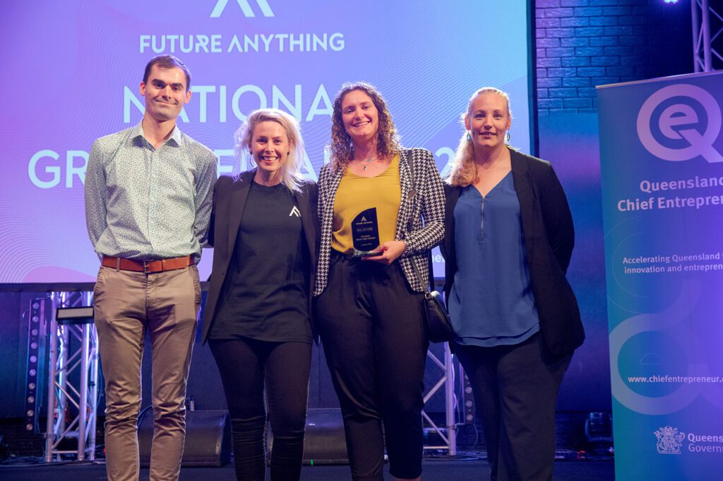 Marsden State High School staff on-stage with Nicole Dyson at National Grand Final Night with 'Hall of Fame' award.